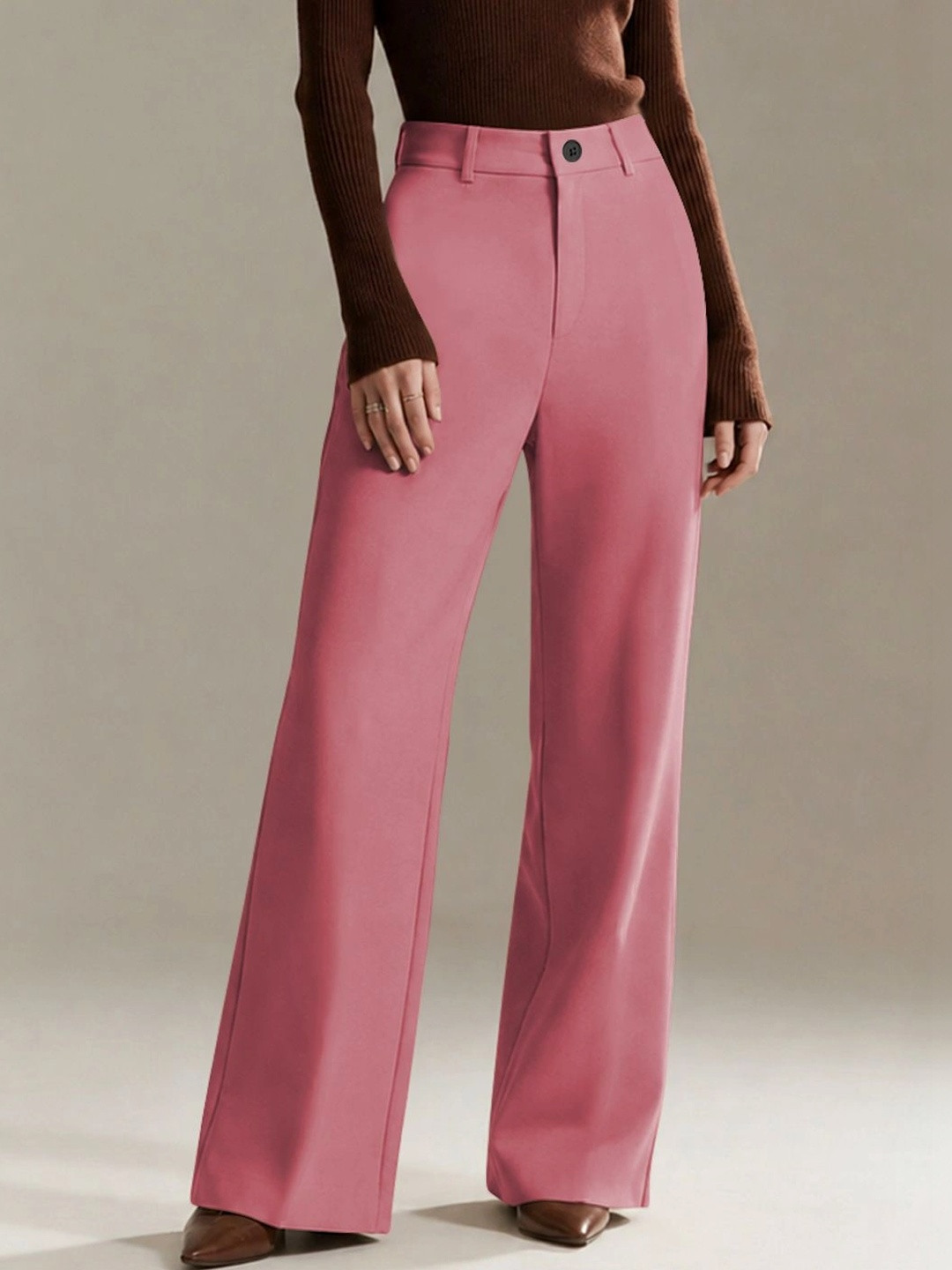 SZN Women Relaxed Straight Leg Straight Fit High-Rise Easy Wash Trousers