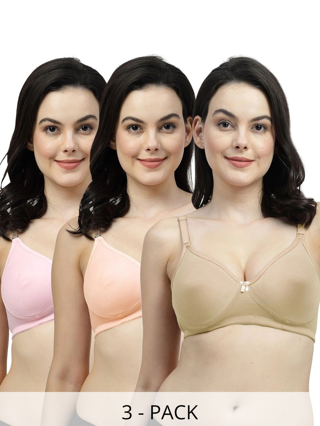SHYAM SONS FLAIR Femina Pack Of 3 Full Coverage T-shirt Bra
