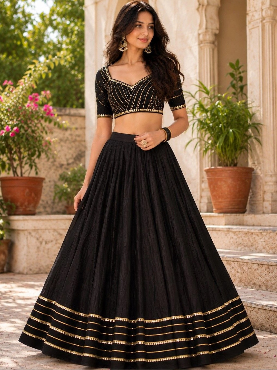 Desibutik Women Cotton Blend Maxi Flared Skirt