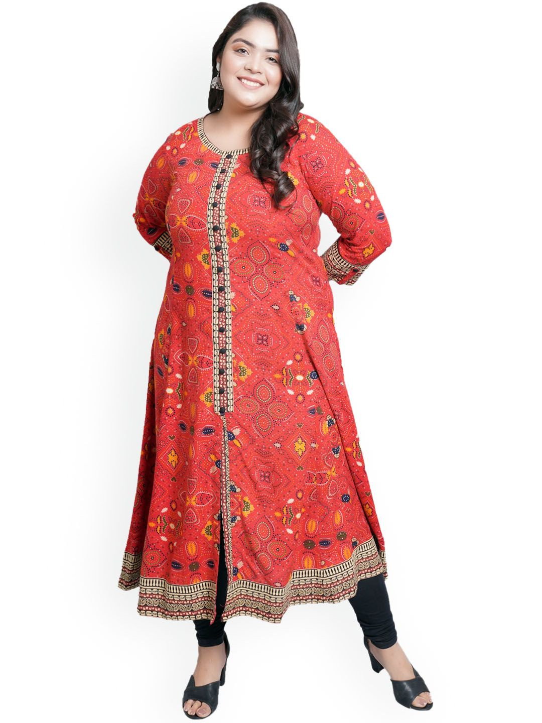 KALINI Floral Printed Plus Size Anarkali Kurta