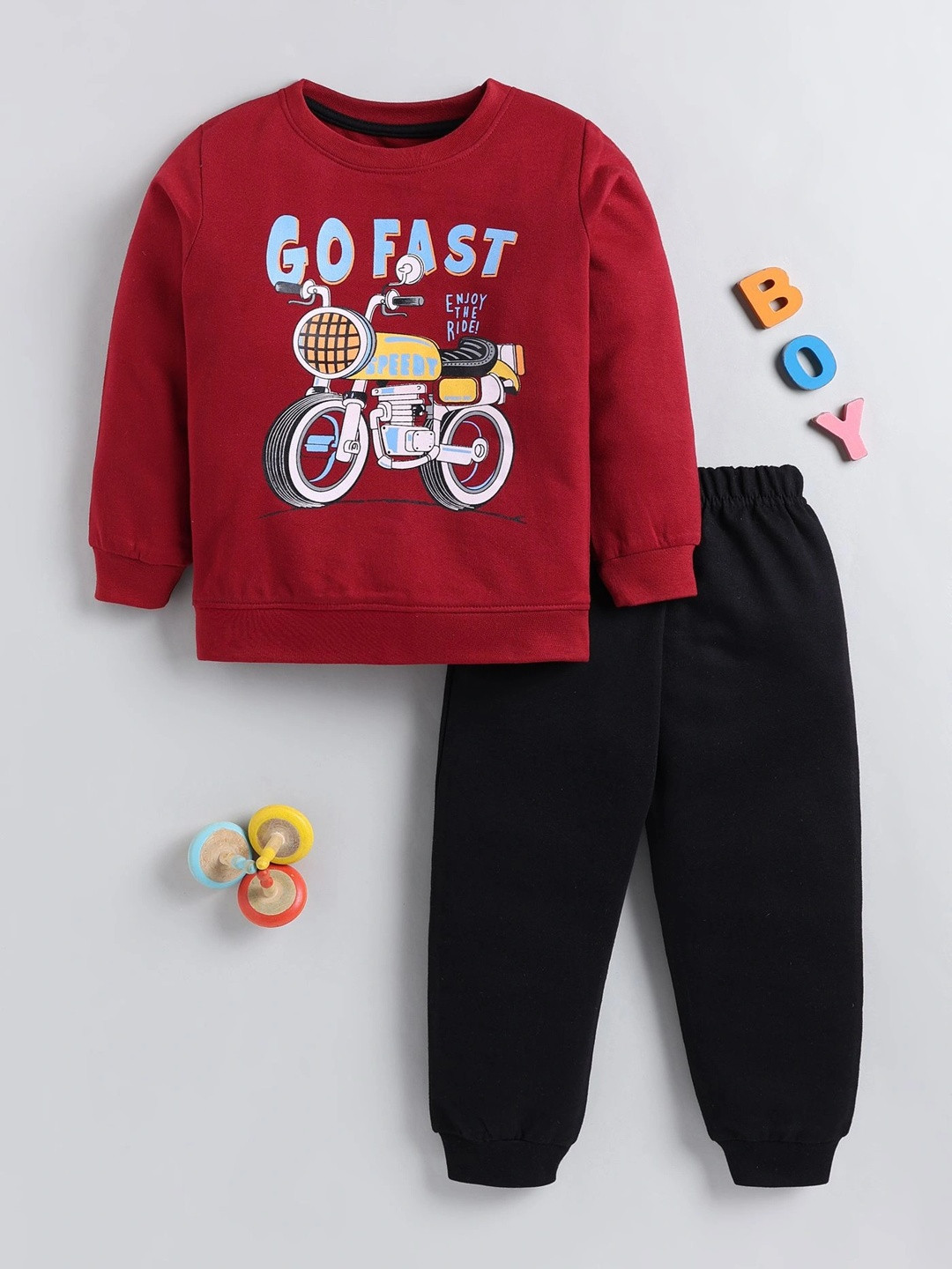 carrydreams Boys Printed Cotton Full Sleeves T-shirt with Trousers