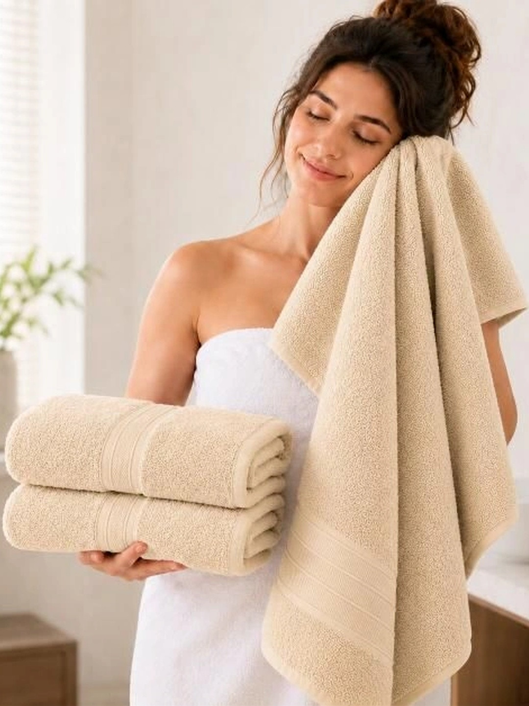 DEMARK Beige 2 Cotton 480 GSM Bath Towel