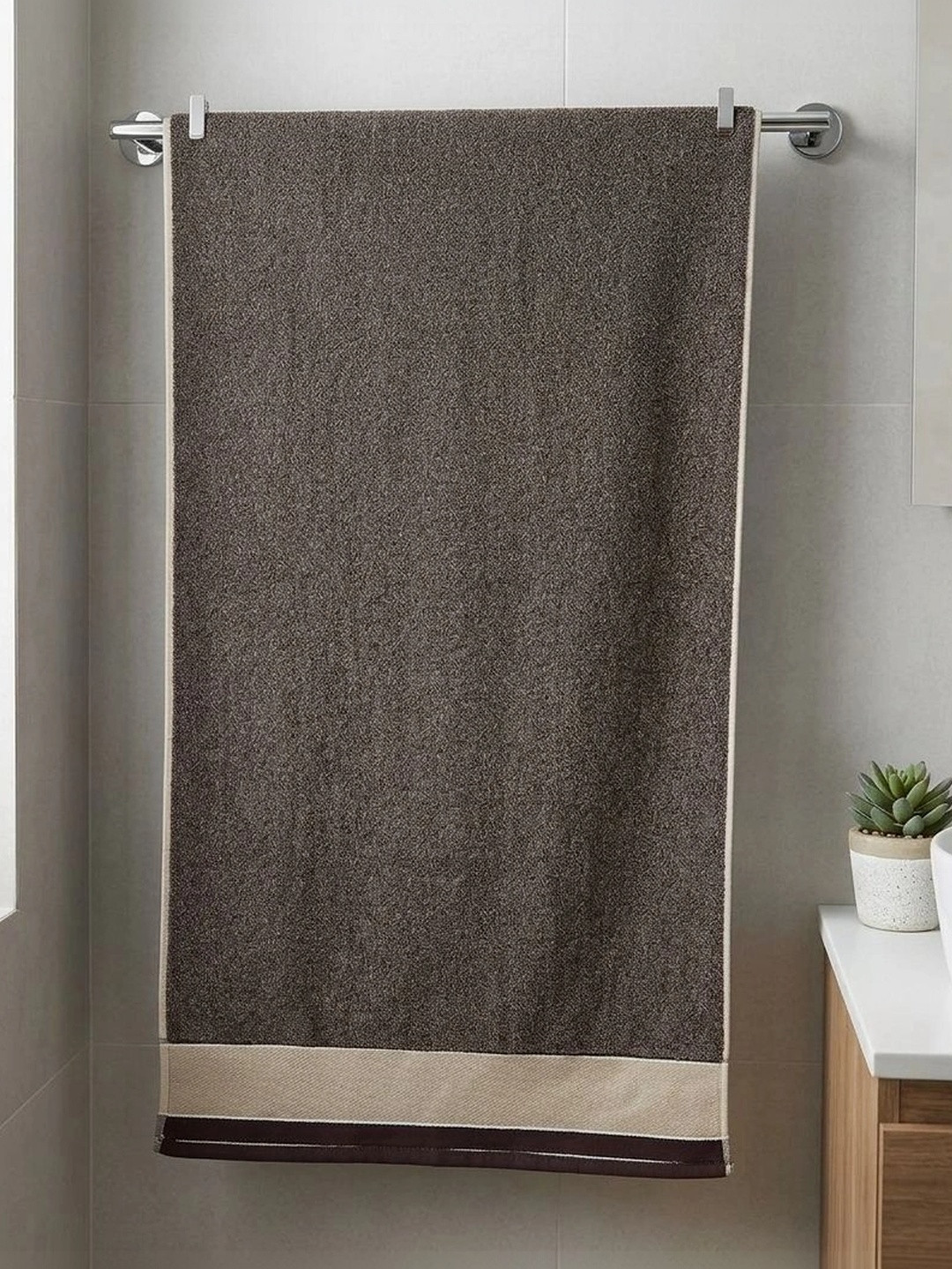 Datch Brown & Beige 1 Cotton 500 GSM Bath Towel