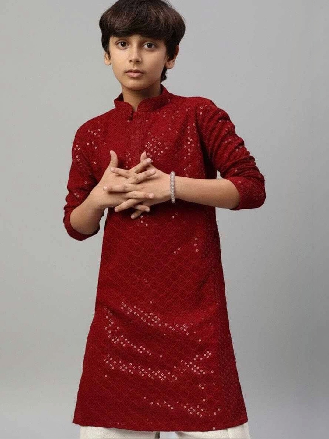 Sweety Rani Boys Ethnic Motifs Regular Sequinned Kurta with Pyjamas