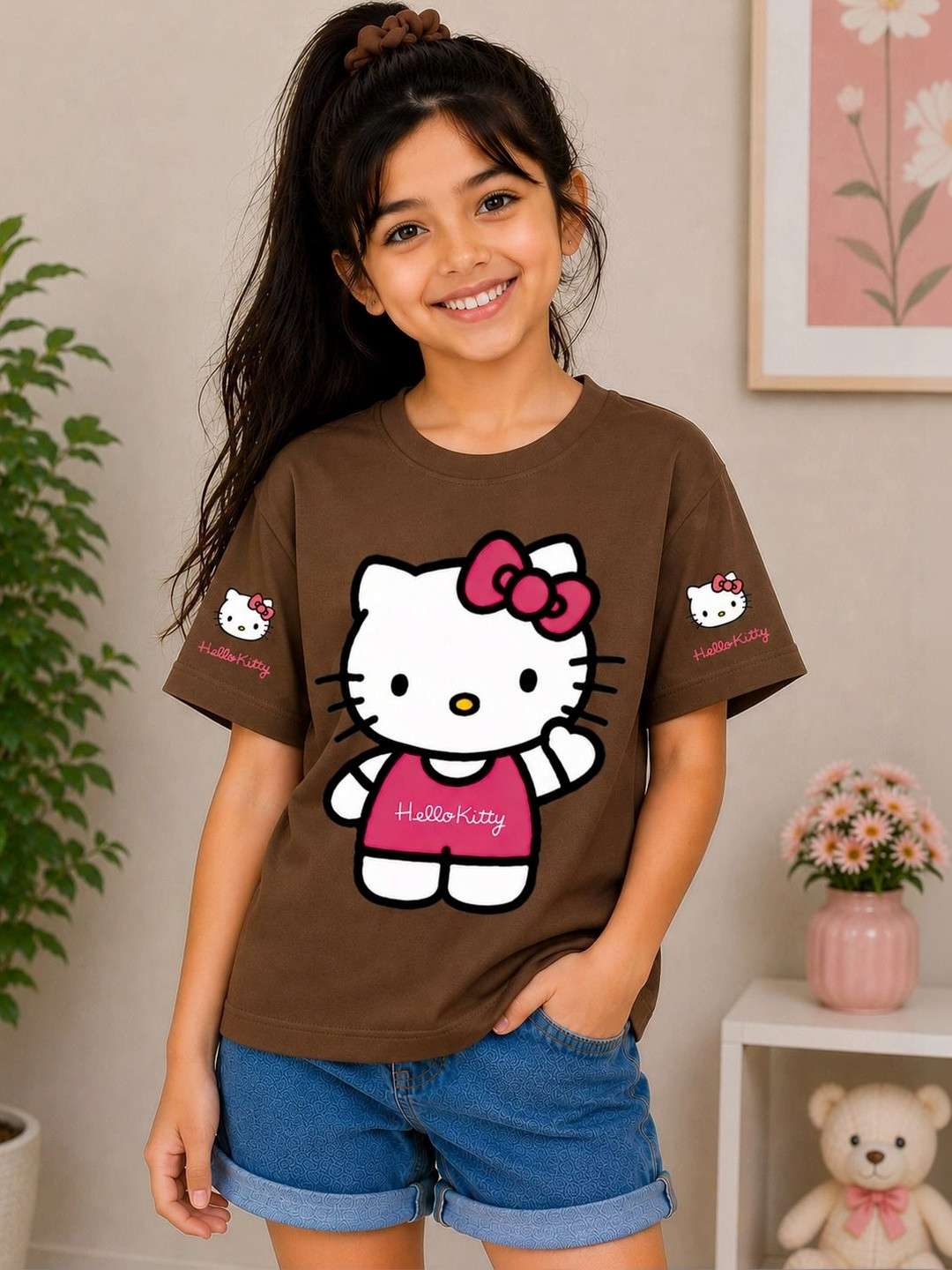 YK Kids Hello Kitty Printed T-shirt