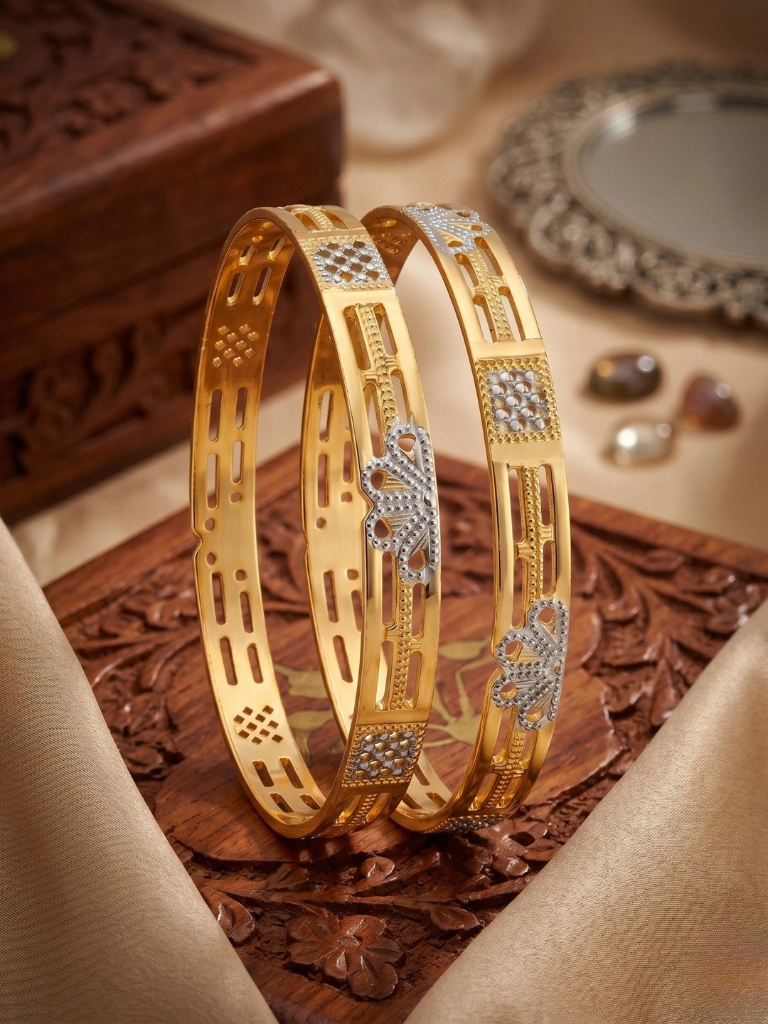 Adwitiya Collection Set of 2 Gold-Plated Bangles