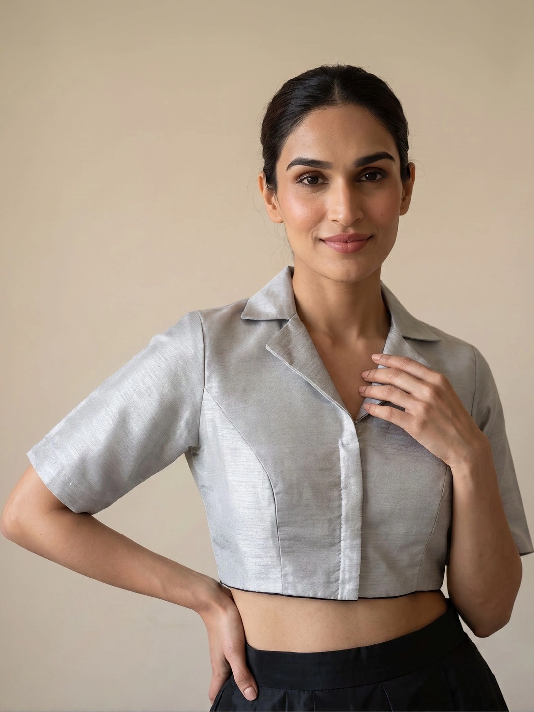 Aanyor Silk Solid Saree Blouse