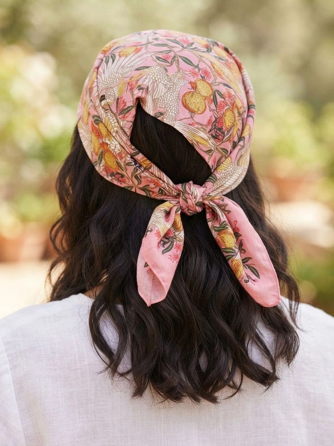 Ravaiyaa Pink Eagle Swan Printed Pure Cotton Bandana