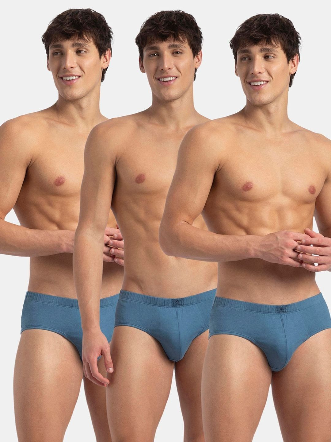 Jockey Pack Of 3 Super Combed Cotton Solid Brief With Ultrasoft Concealed Waistband-8035