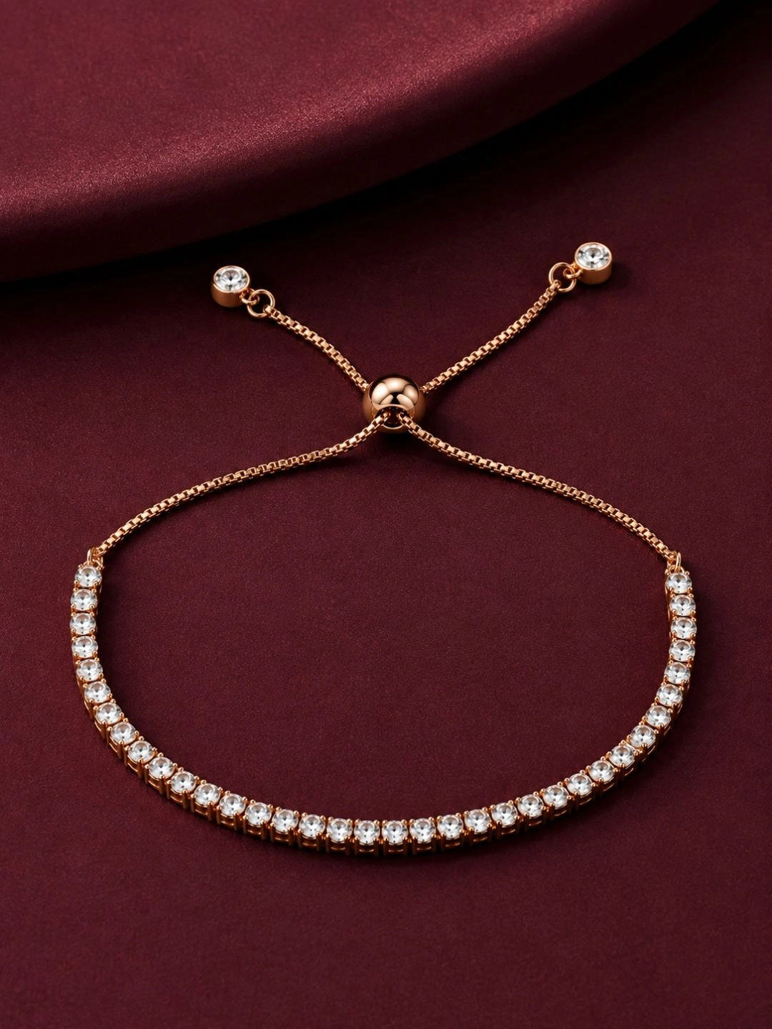 Forevershine Women Cubic Zirconia Rose Gold-Plated Multistrand Bracelet