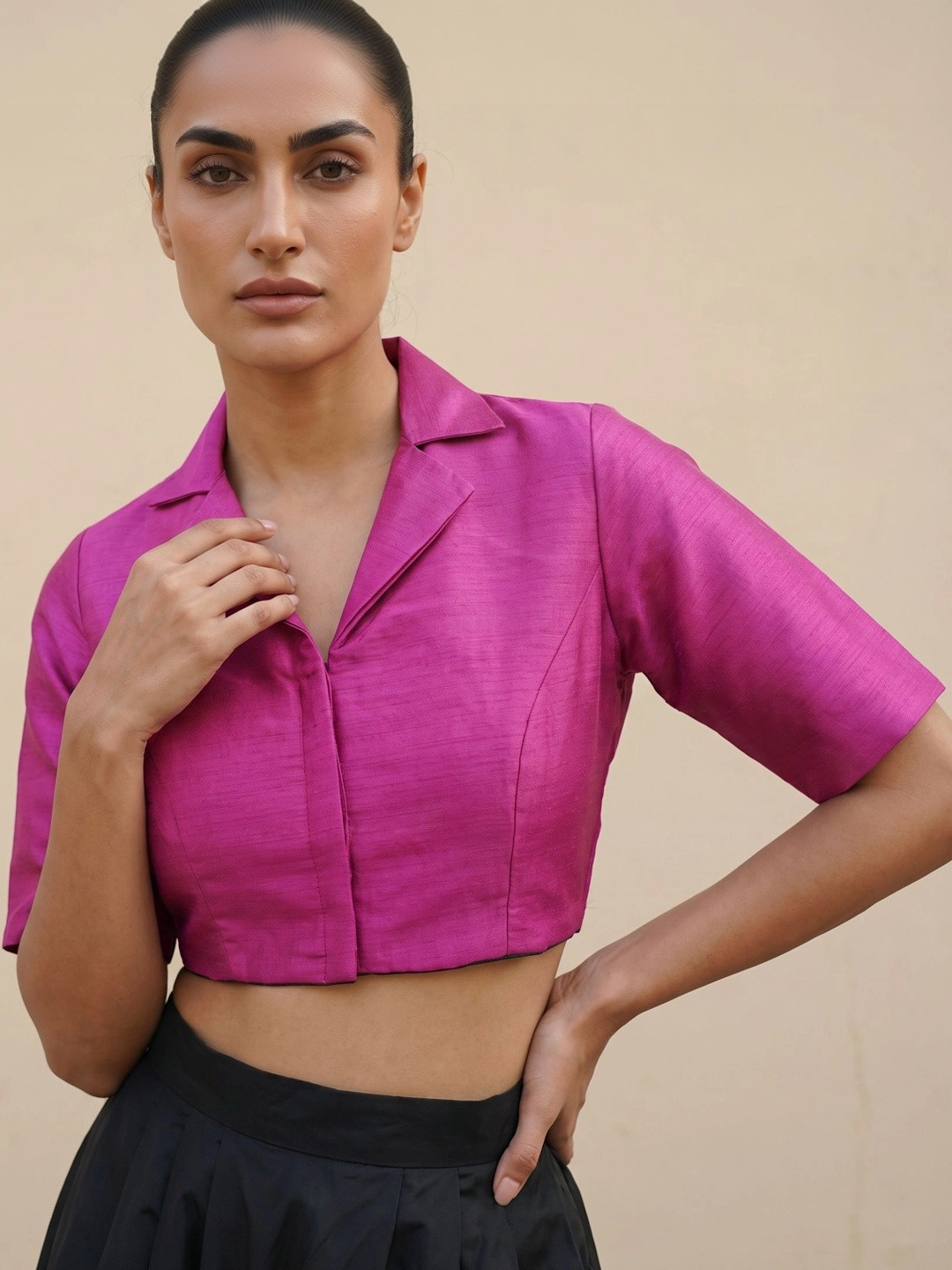 Aanyor Silk Solid Saree Blouse