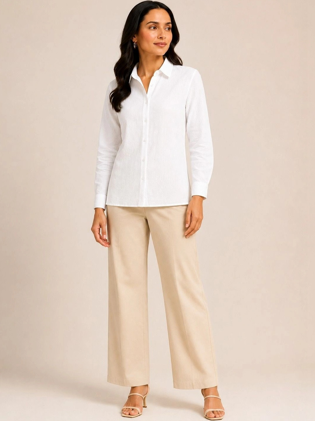 ROSEMELON Women Straight Tailored Fit Semi Sheer Casual Shirt