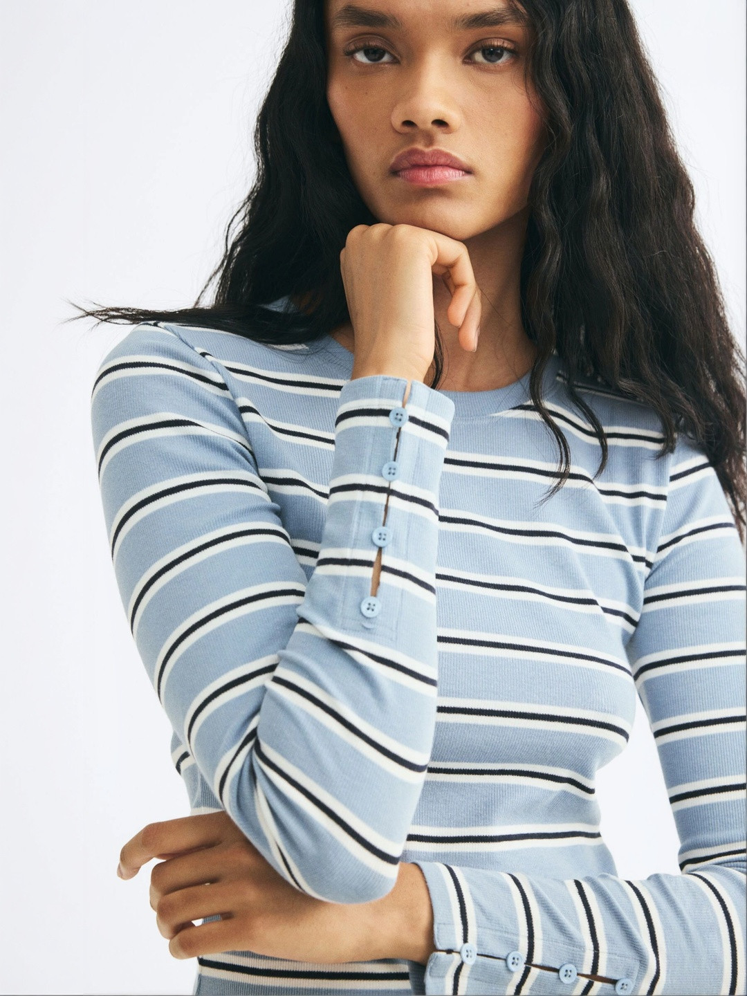 H&M Long-Sleeved Button-Detail Top
