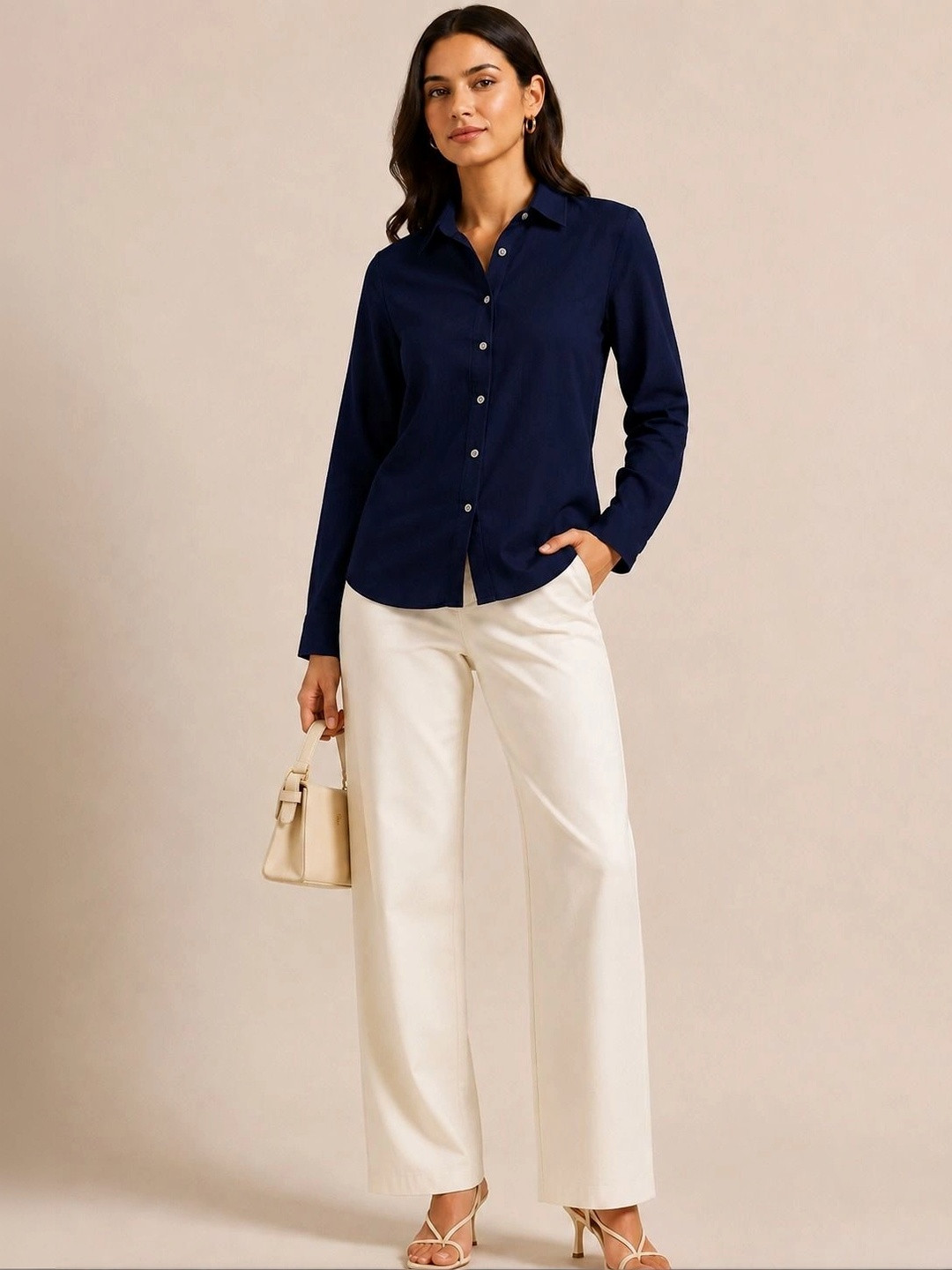 ROSEMELON Women Straight Tailored Fit Semi Sheer Casual Shirt