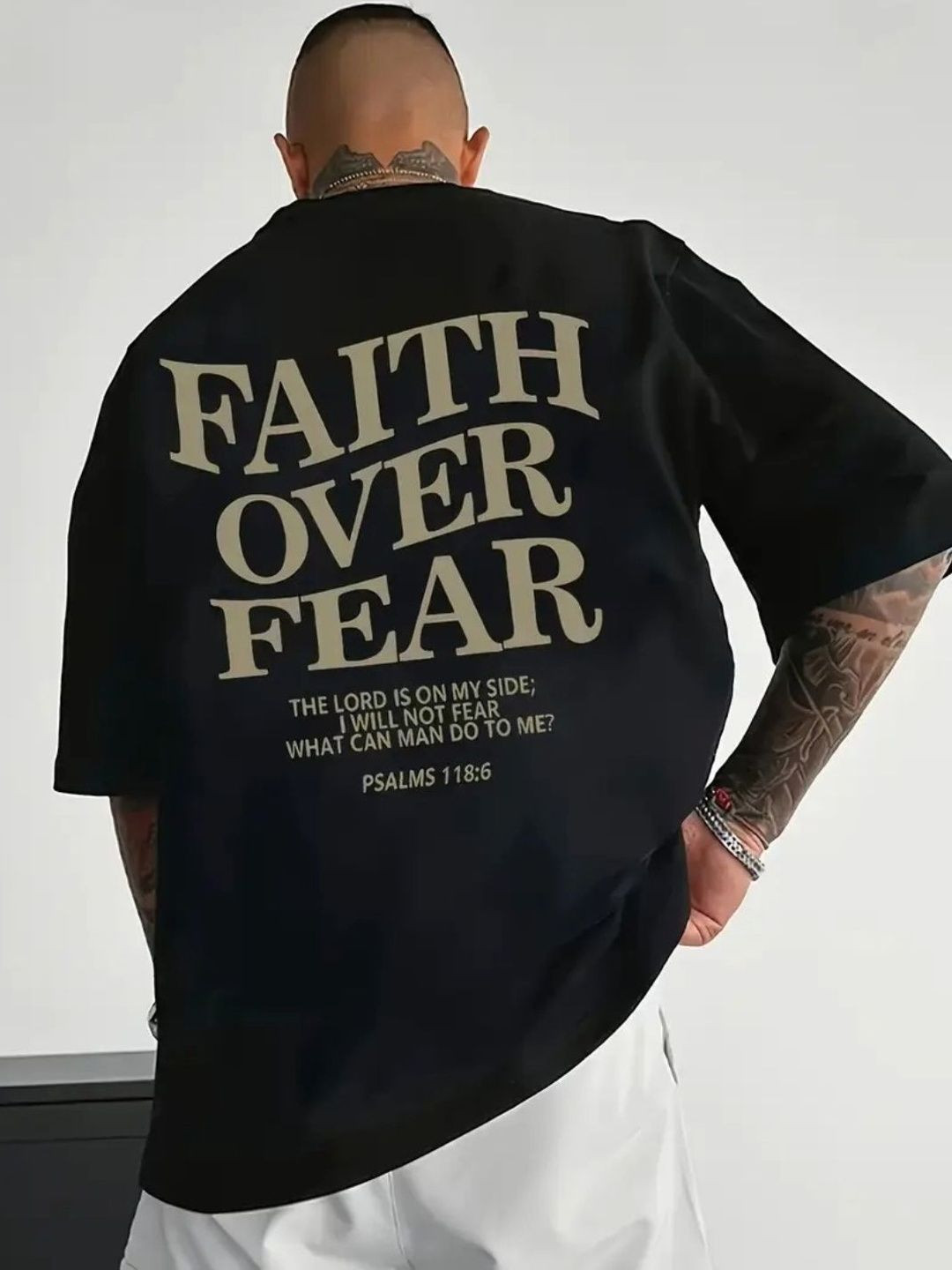 HASTEN Men Typography Printed Round Neck Pure Cotton Oversized T-shirt