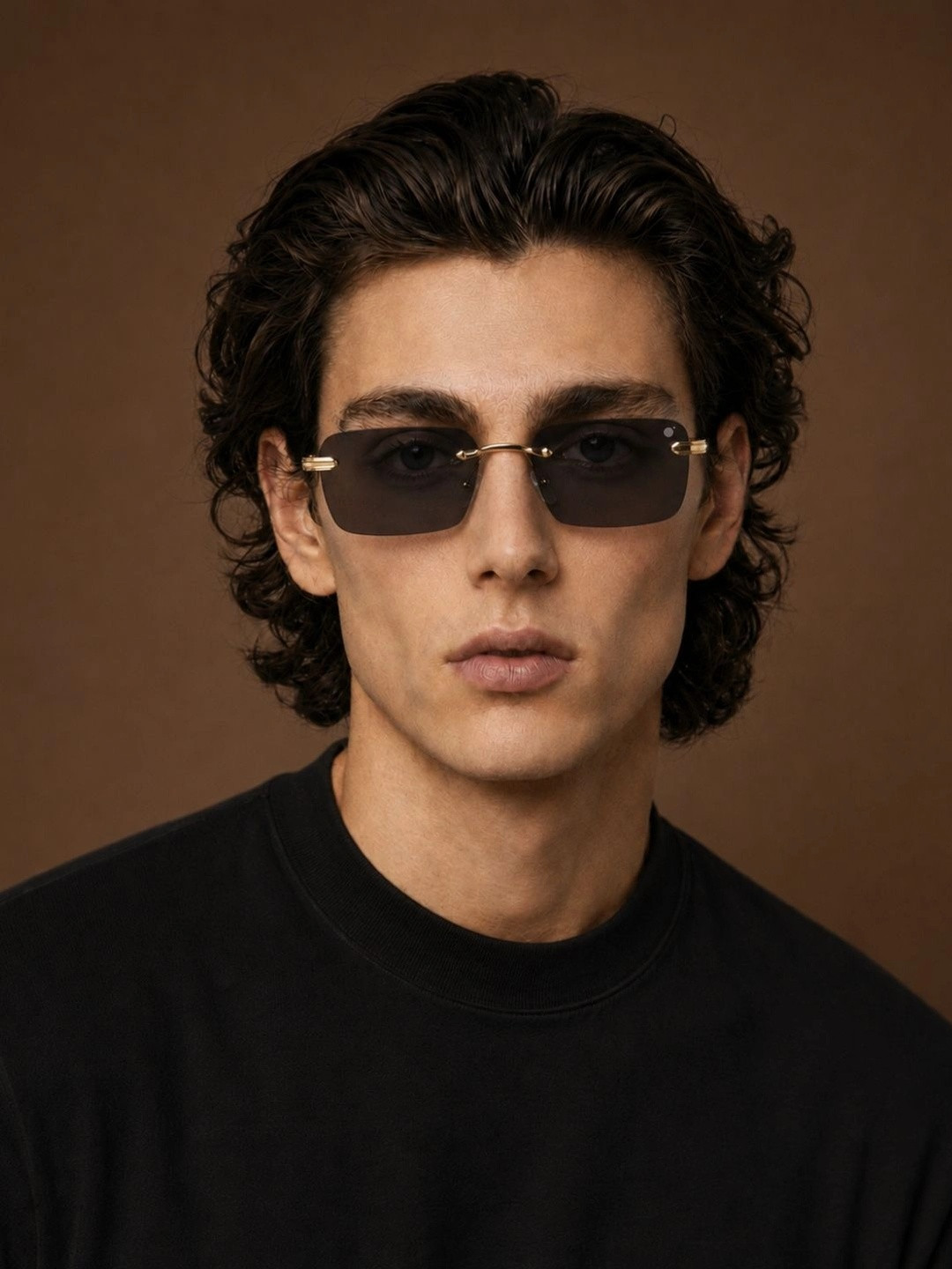 MoonX Unisex Black Lens & Gold-Toned Rectangle Sunglasses with