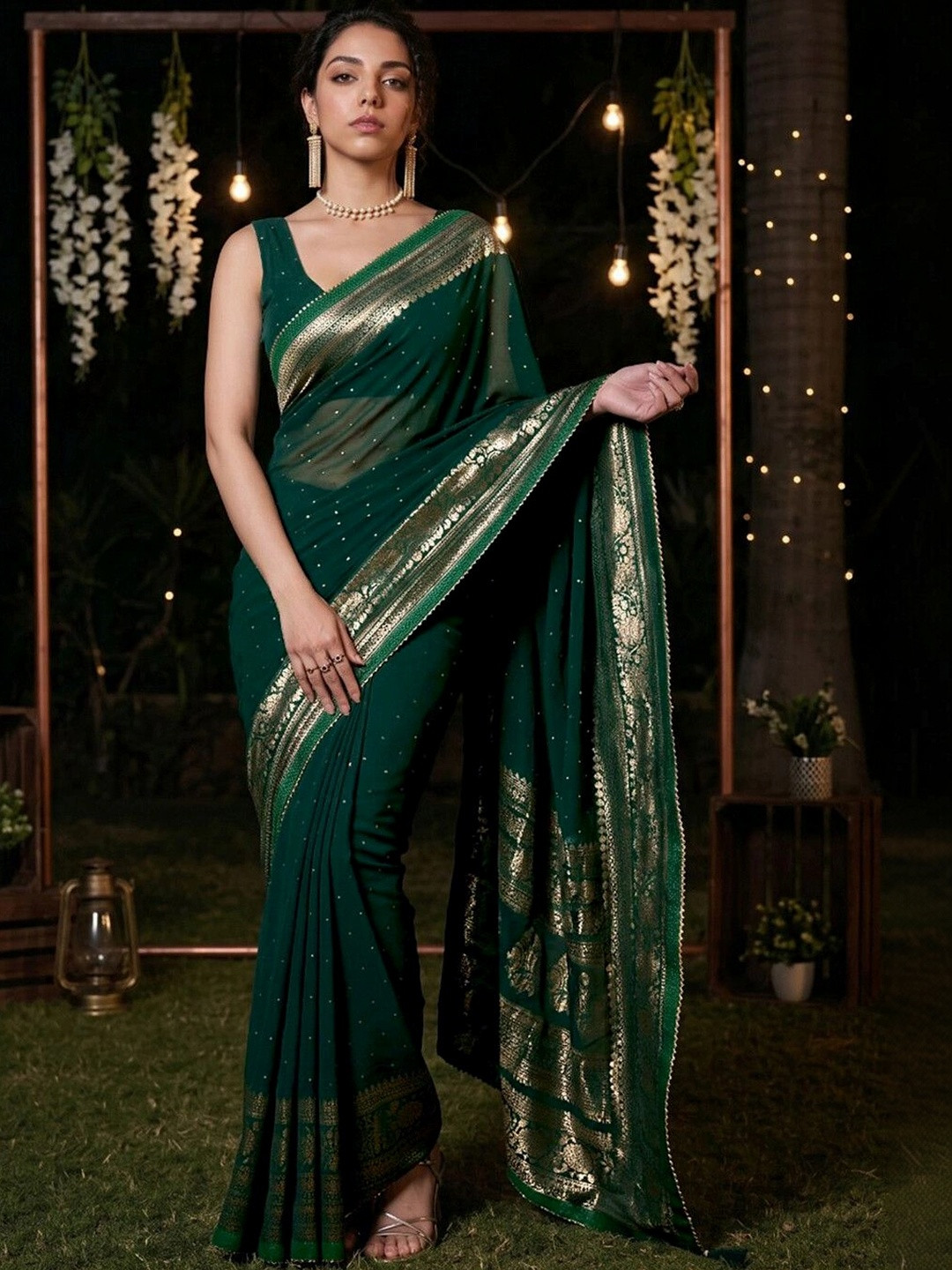 SAARA Woven Design Zari Pure Georgette Saree