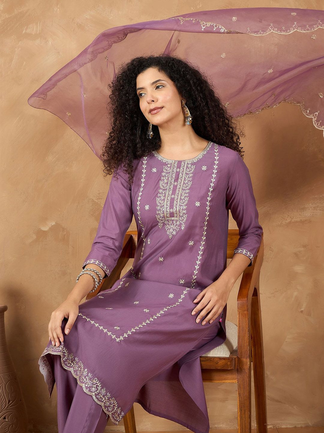 Varanga Women Ethnic Motifs Embroidered Kurta with Pyjama & Dupatta