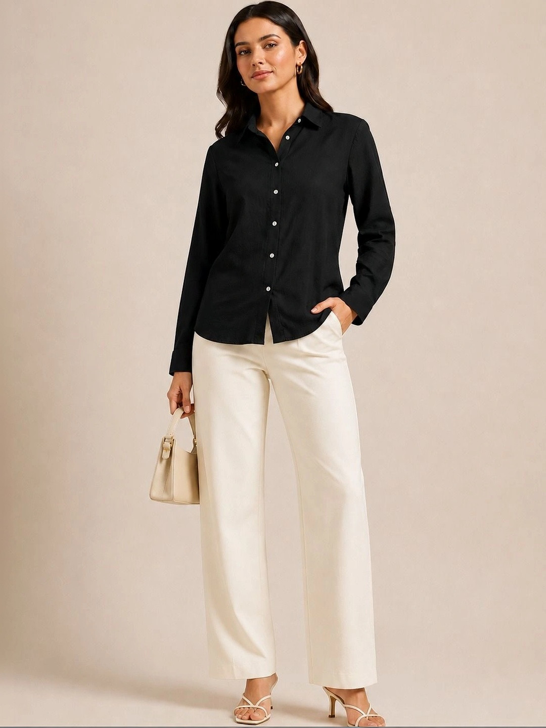 ROSEMELON Women Straight Tailored Fit Semi Sheer Casual Shirt