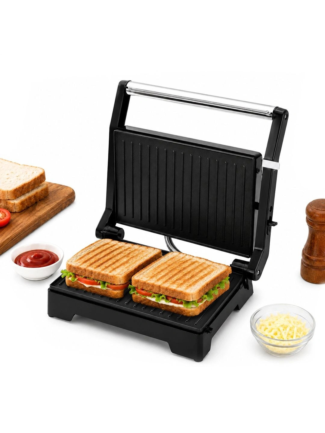 Longway Black Crisp Master 1000-Watt 2-Slices Sandwich Maker