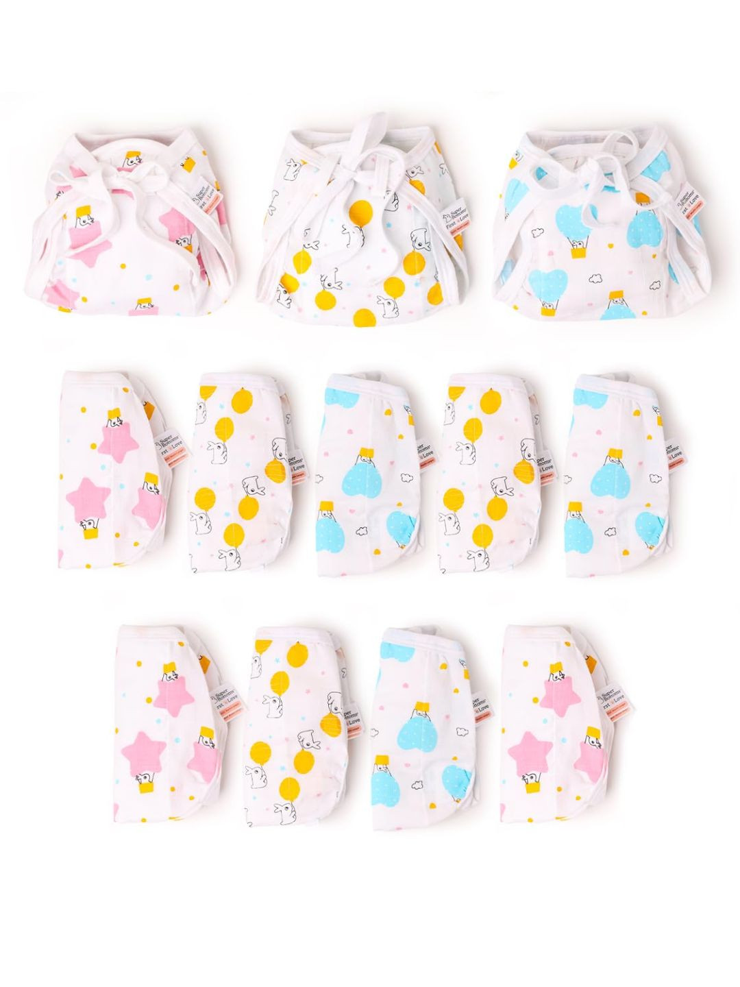 SuperBottoms Unisex NewBorn Baby Essential Muslin Basic LangotNappy 12P