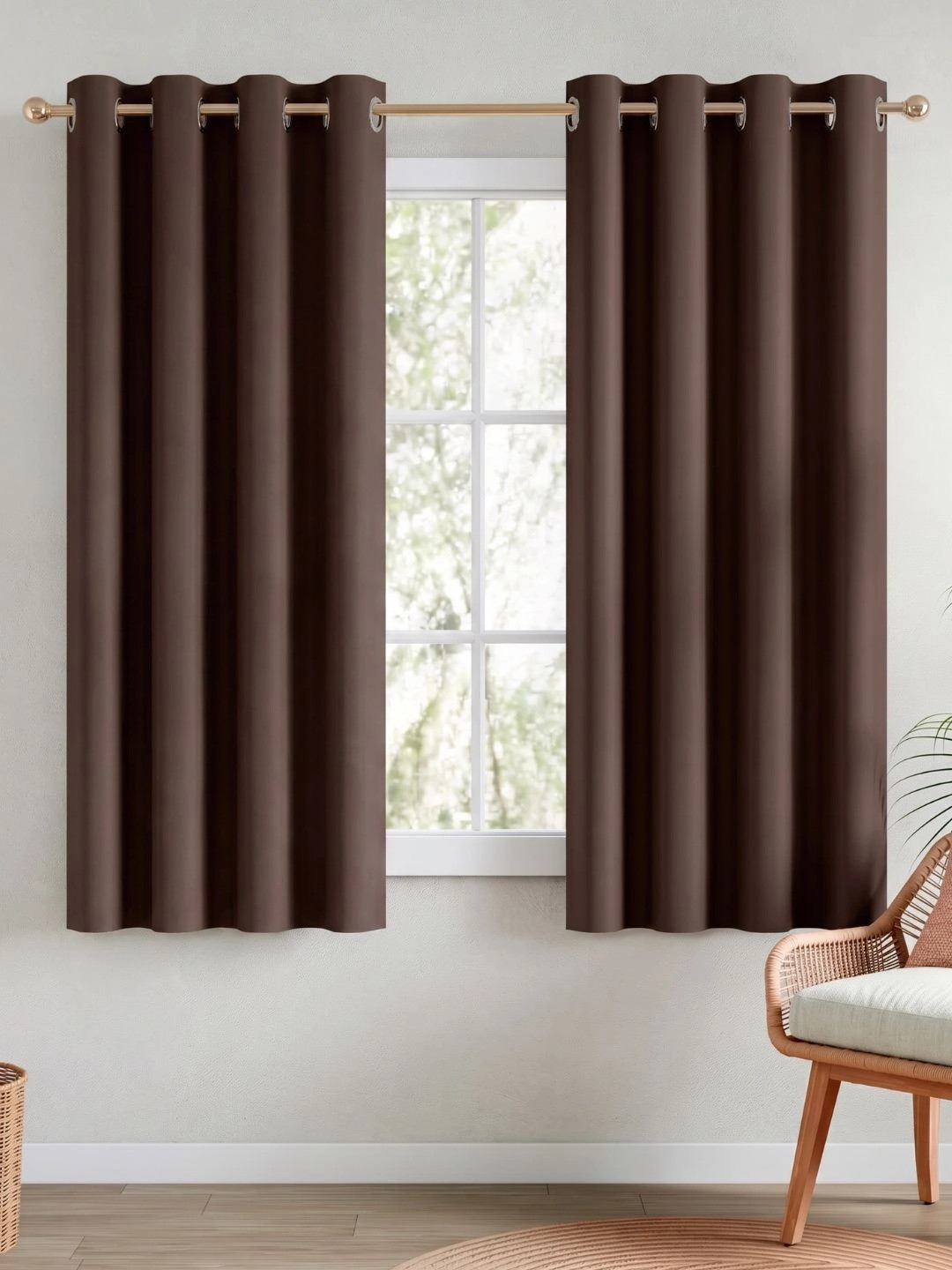 RIVERMOOR Brown Set of 2 Black Out Window Curtain