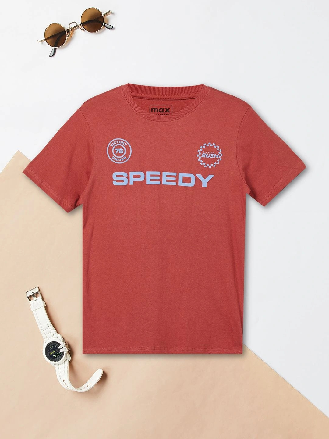 max Boys Typography Printed T-shirt