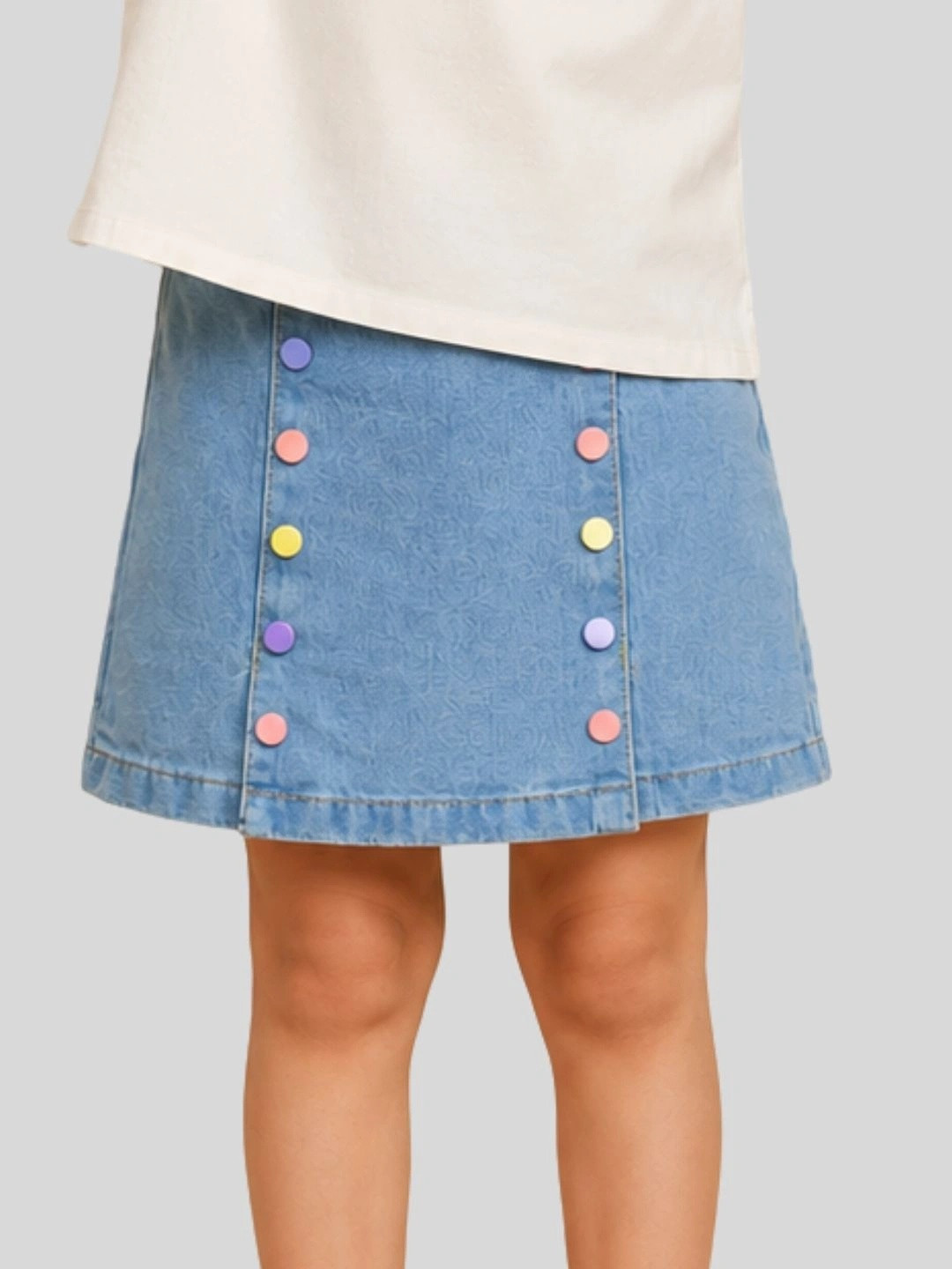 PILOLO Girls Solid Denim Casual Straight Knee Length A-Line Skirt