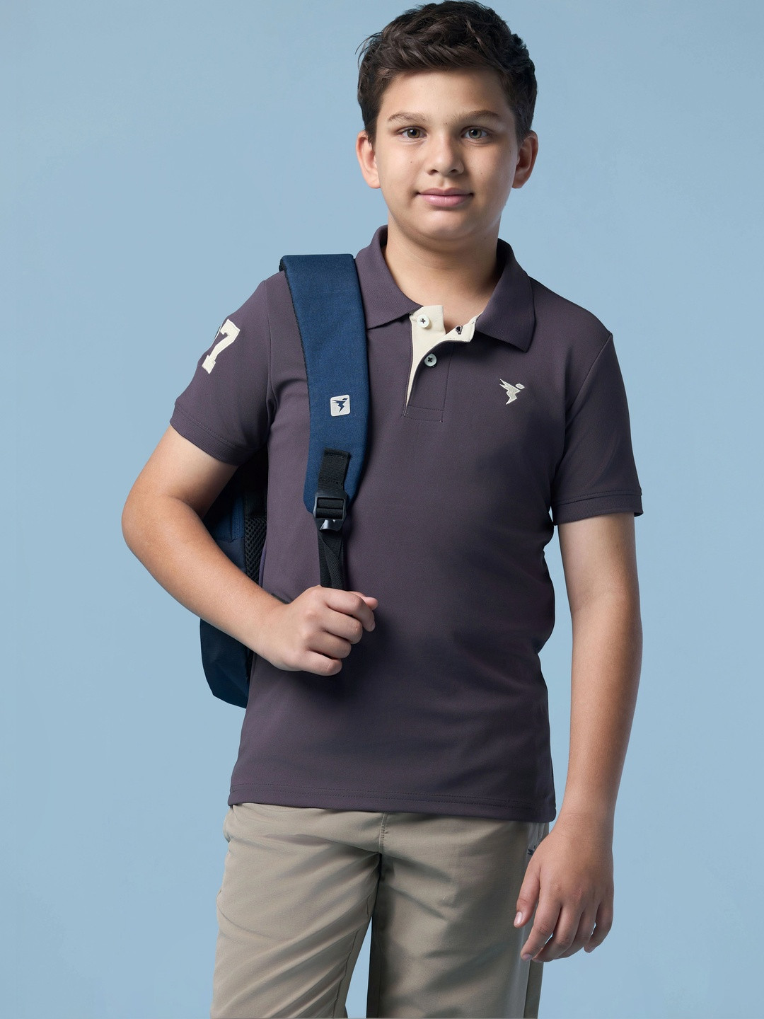 Technosport Boys Brand Logo Polo Collar Slim Fit T-shirt