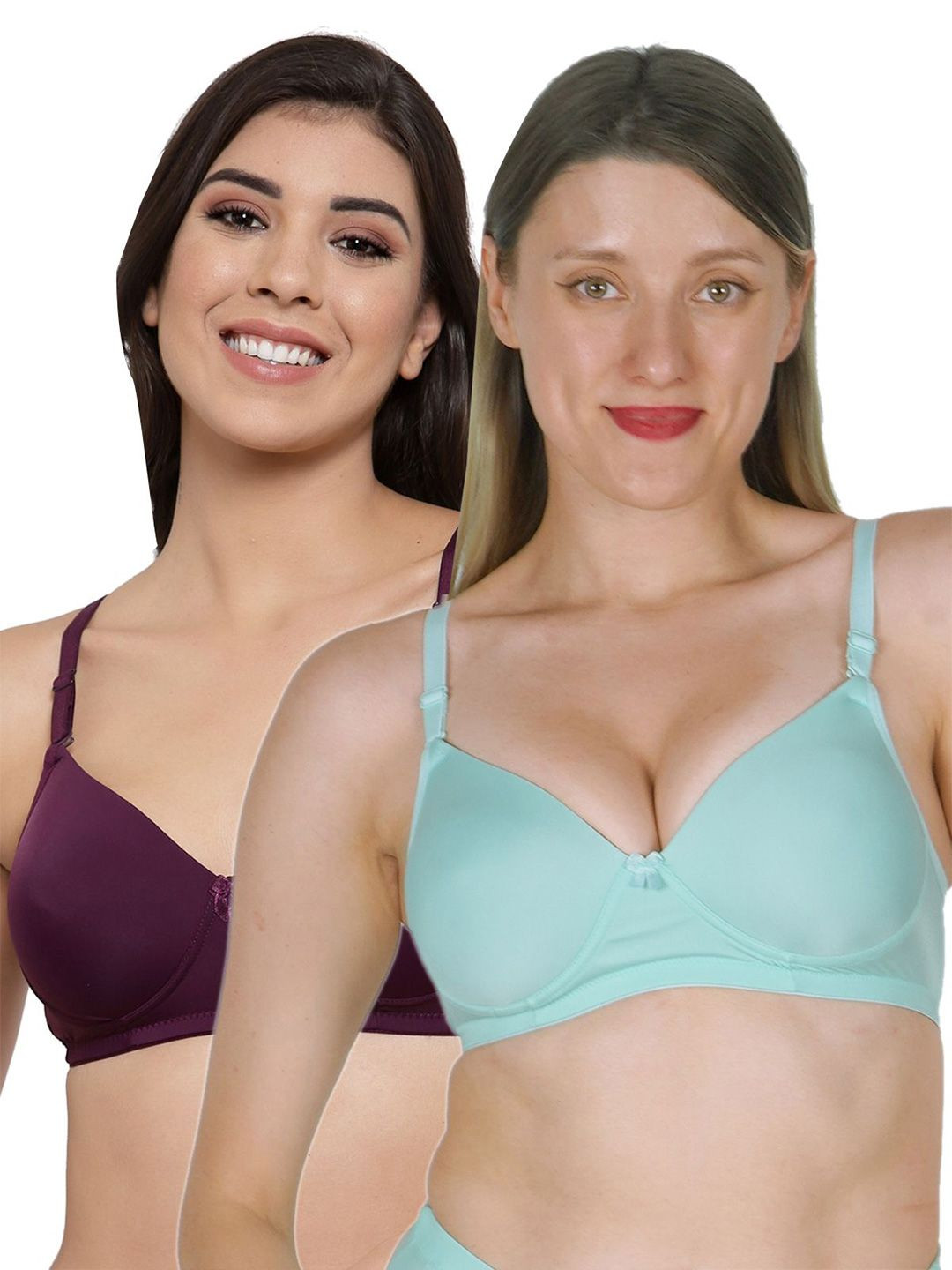 SHYAM SONS FLAIR Women Pack of 2 Full Coverage Lightly Padded Seamless T-shirt Bra