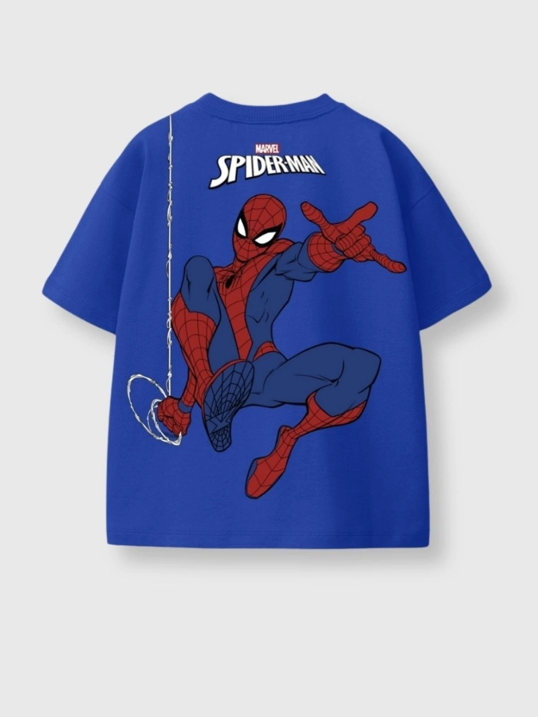 Nap Chief Kids Unisex Marvel Spider-Man Web Swing Printed Pure Cotton Oversized T-Shirt