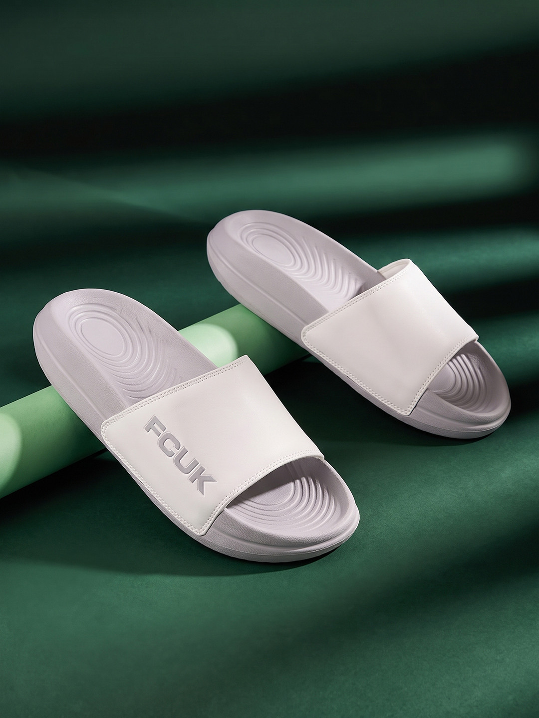 FCUK Men Textured Sliders - Image 1