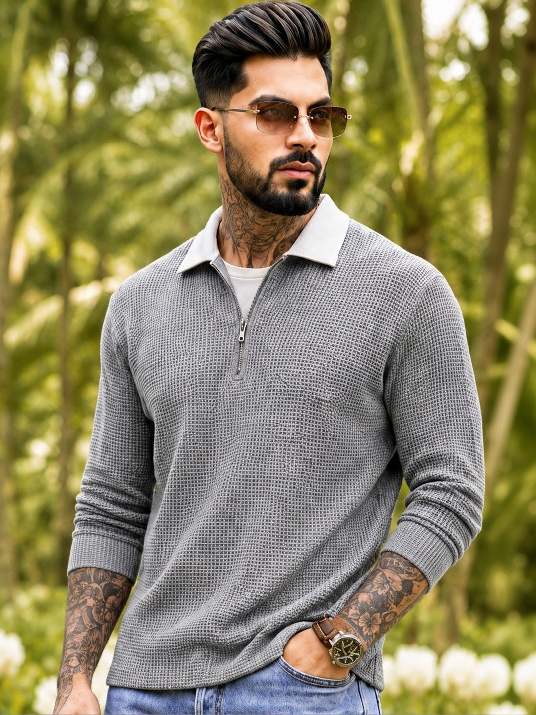 HOODLER Men Polo Collar T-shirt