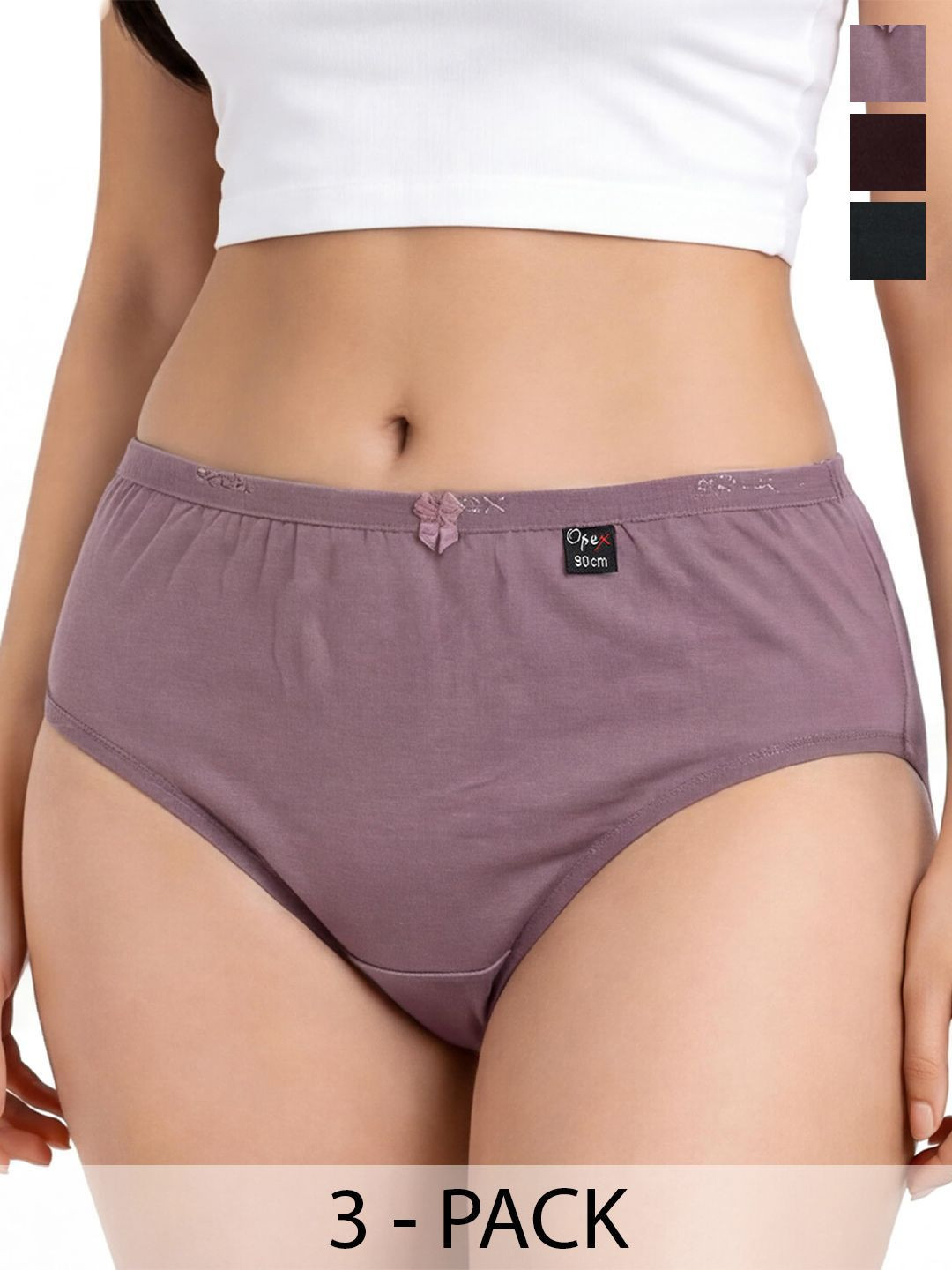 OPEX Women's Cotton Spandex Dream Panty Innerwear Combo Briefs (Pack of 3)