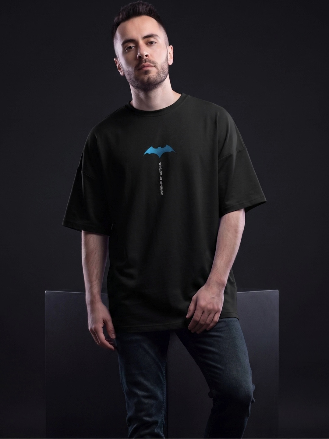 Roadsail Men Batman Printed Drop-Shoulder Sleeves T-shirt