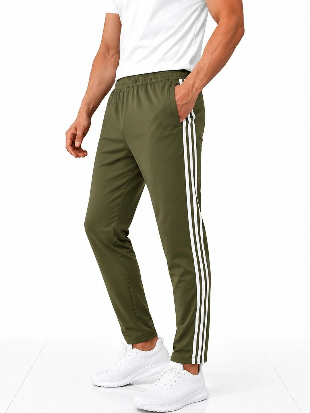TEDWOODS Men Side Stripes Relaxed Fit Mid Rise Track Pants