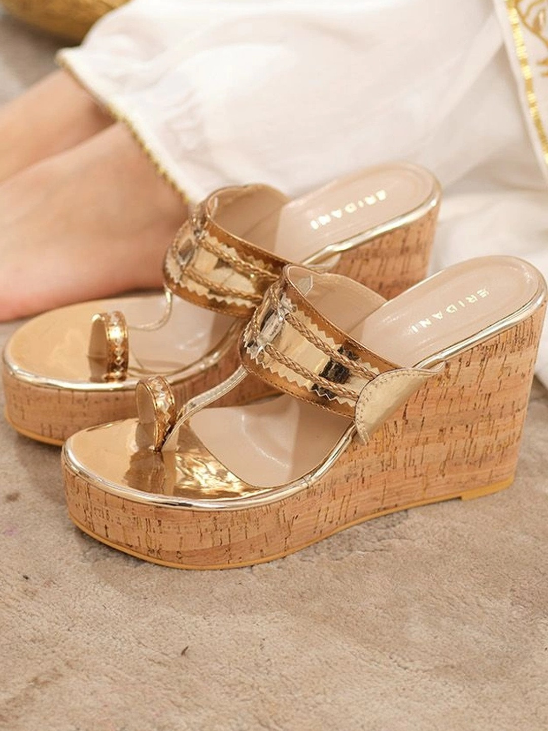 ERIDANI Rosa Kolhapuri Wedge Heel Sandal