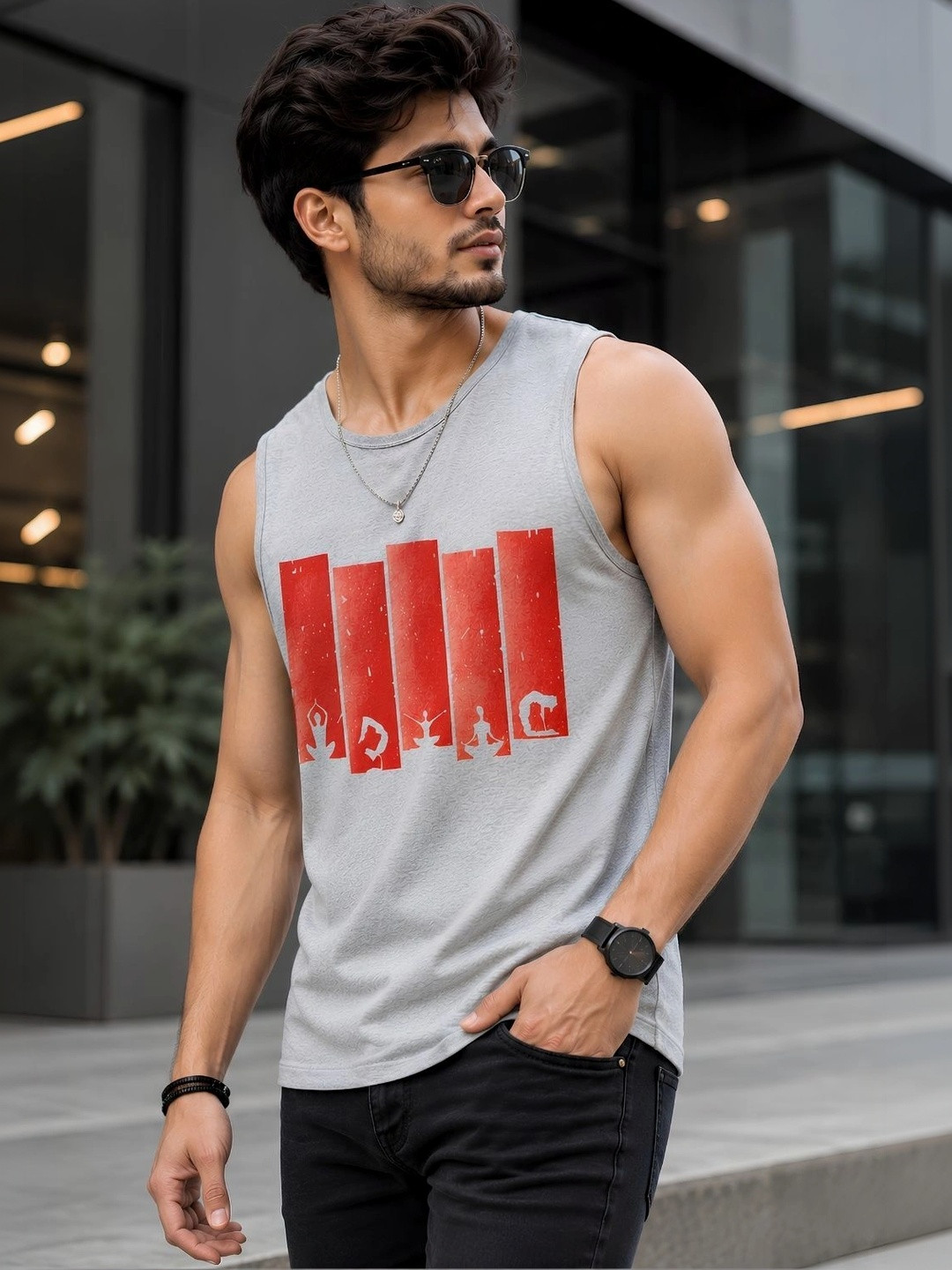 R.Code by The Roadster Life Co. Printed Gym Vest