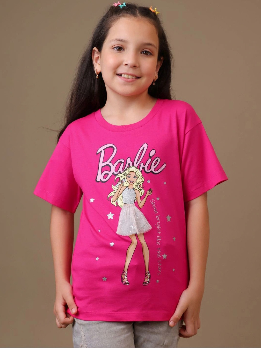 Kids Ville Girls Barbie Relaxed Fit Printed T-shirt