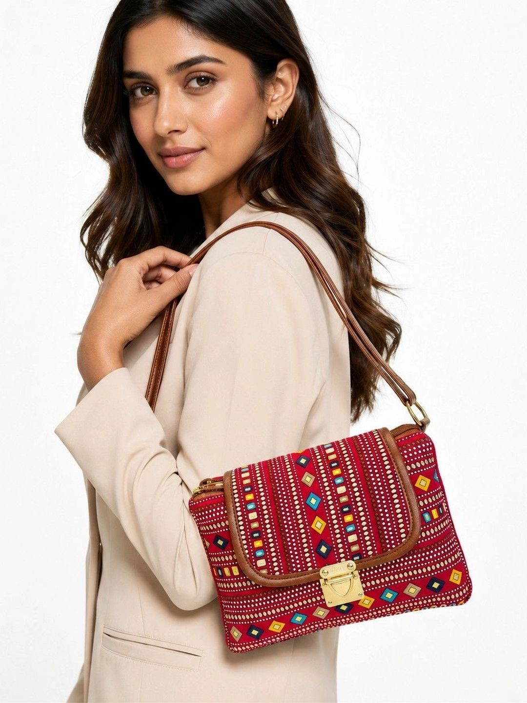 HERE&NOW Geometric Printed Shoulder Bag