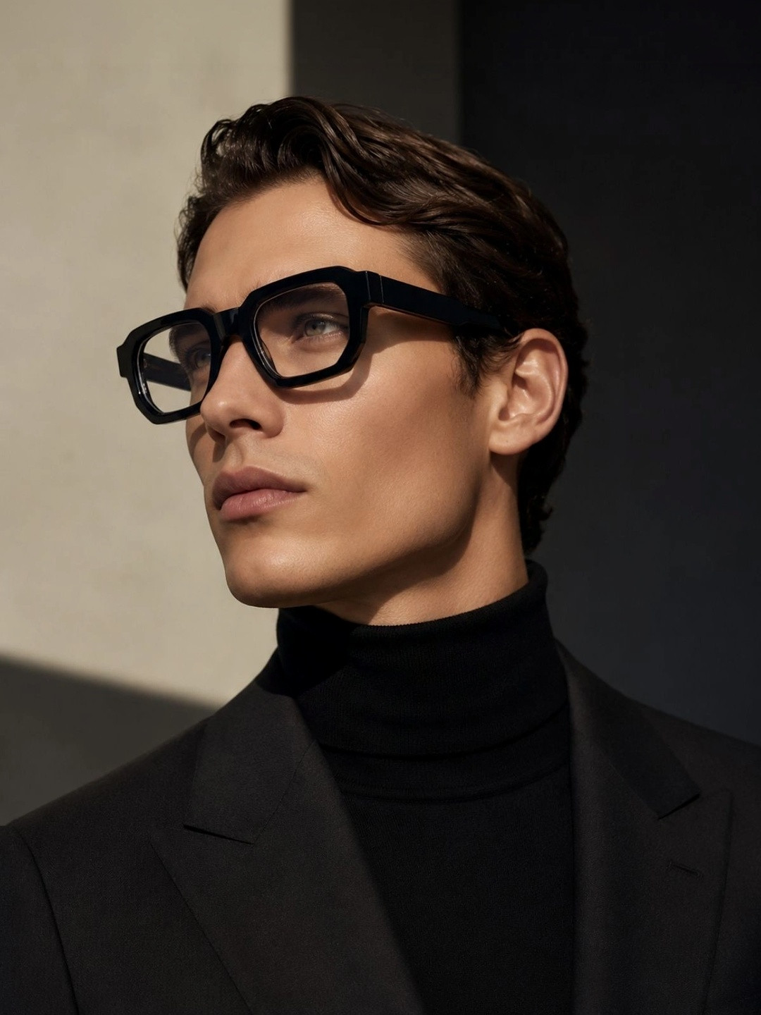 OUDI Men Clear Lens & Black Square Sunglasses