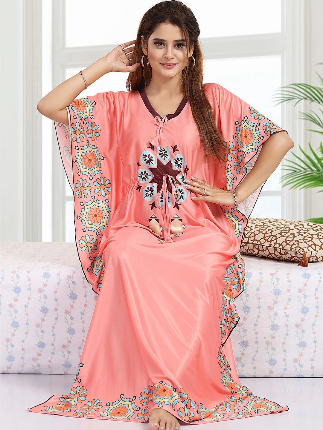 Gutthi Printed Maxi Nightdress