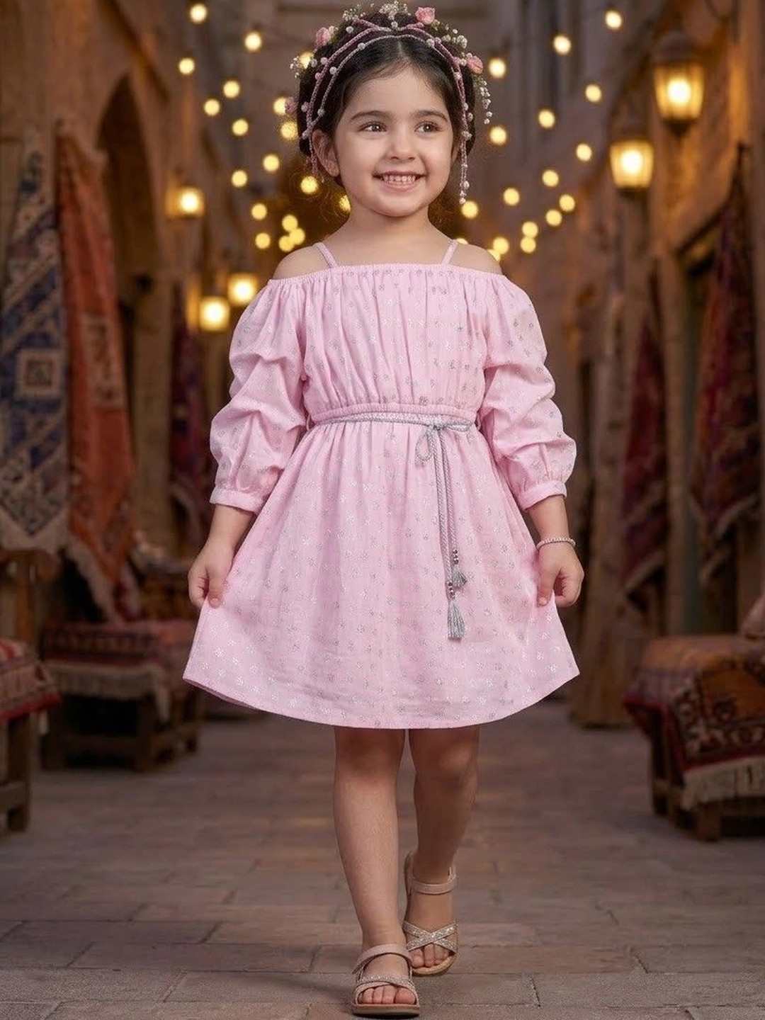 Nottie Planet Pink Floral Off-Shoulder Dress