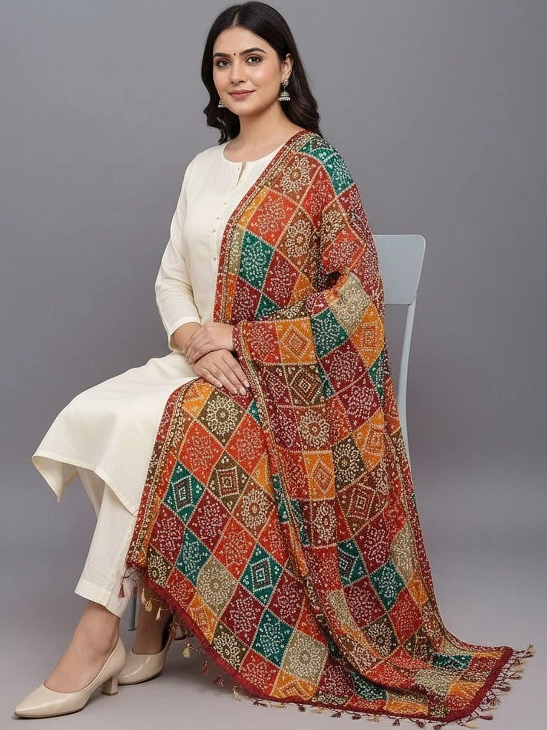 silkylife Printed Art Silk Bandhani Dupatta