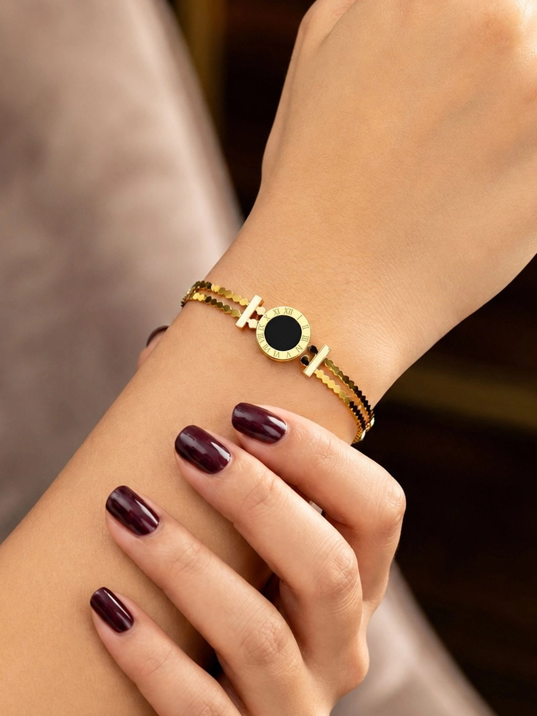 ARTKLIM Stainless Steel Gold-Plated Aura Bangle-Style Bracelet