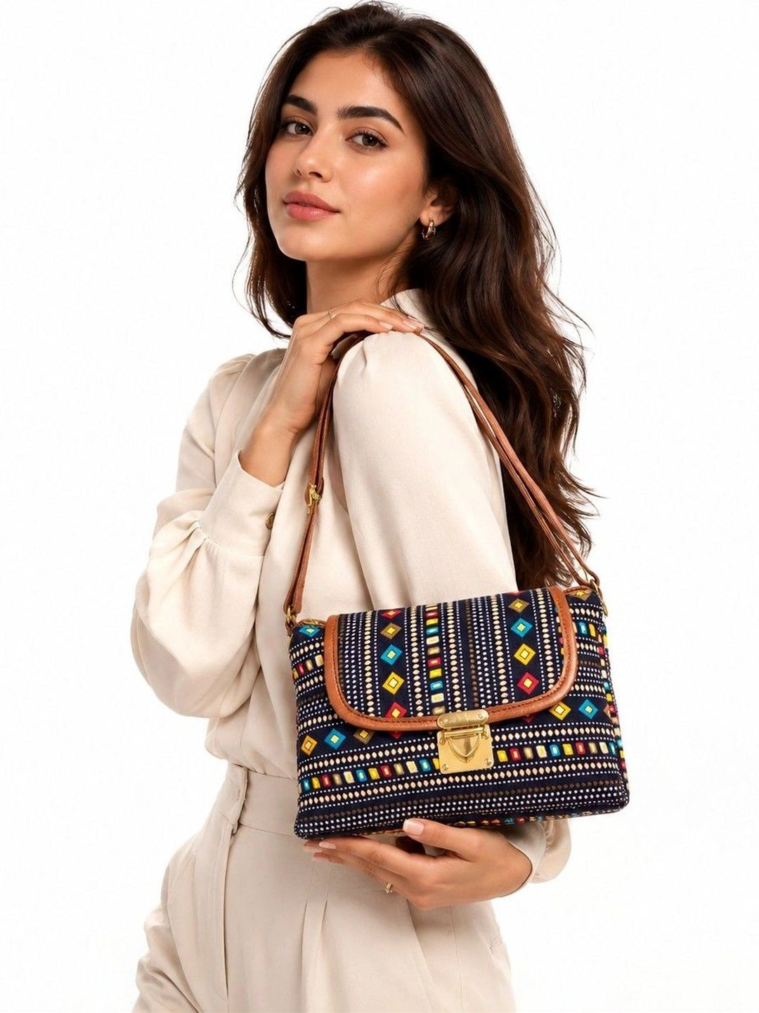 HERE&NOW Geometric Printed Shoulder Bag