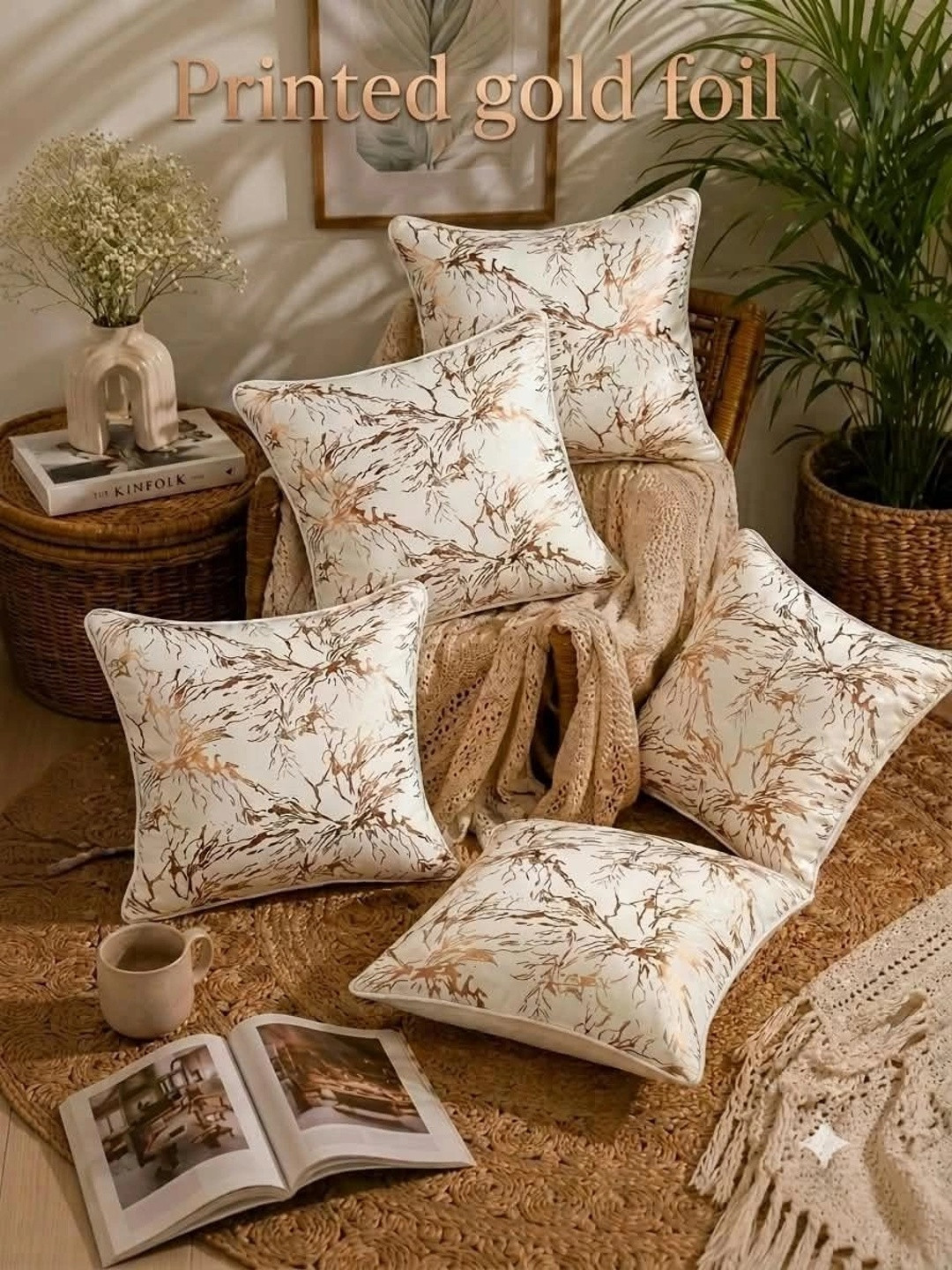 KANUM Set of 5 Abstract Square Cushion Covers