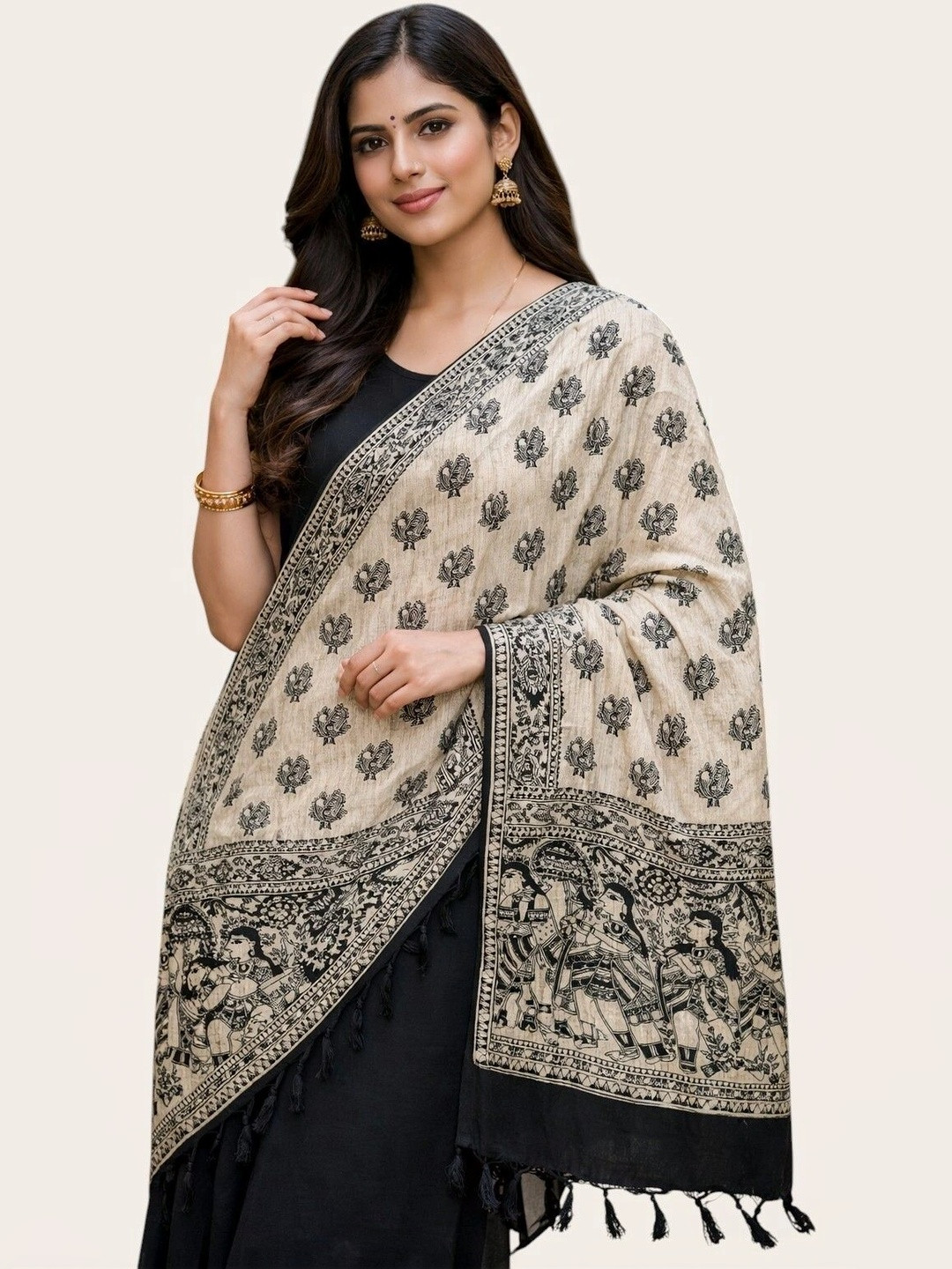 silkylife Ethnic Motifs Printed Block Print Dupatta