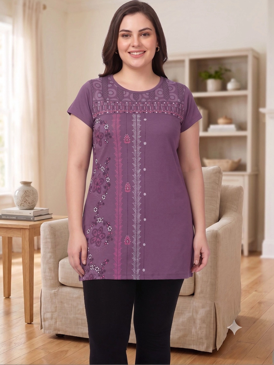 Startouch Women Floral Printed Ethnic T-shirt