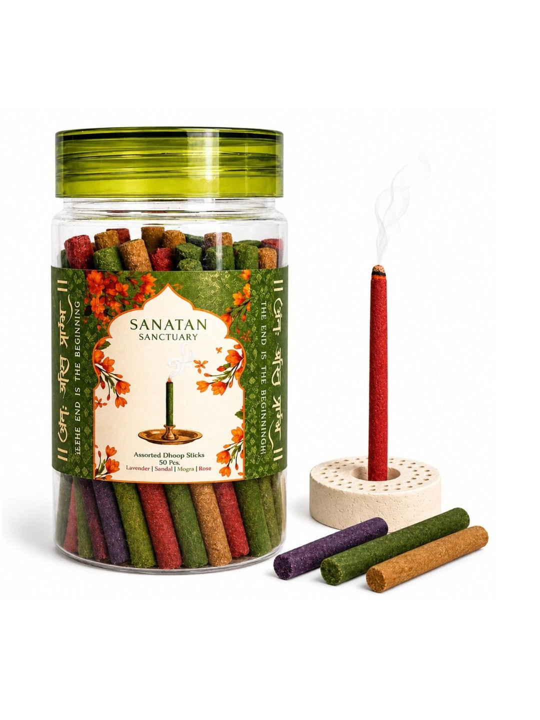 SANATAN SANCTUARY 2-Pcs Red & Green Eco Friendly Navratri Dhoop Sticks